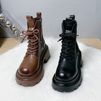 Damen Fashion-Stiefeletten mit hohem Blockabsatz und robustem Sohlenprofil