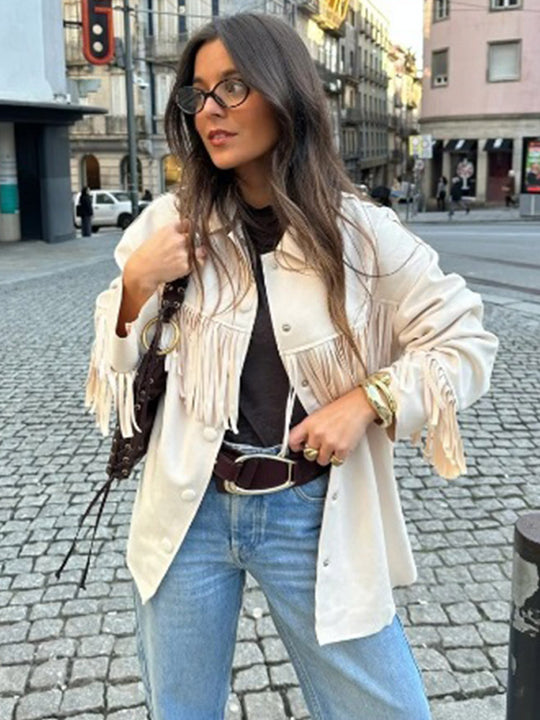 Damen Fransenjacke aus weichem imitat R&B