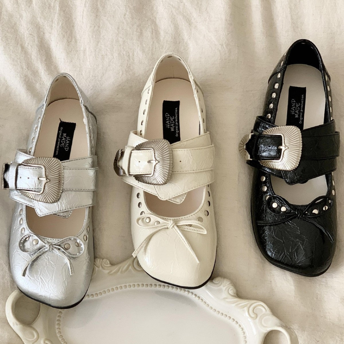 Damen elegante Ballerinas mit hochwertiger Schnalle R&B