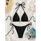 Damen Triangel-Bikini mit verstellbaren Trägern und SeitenbindR&Bändern R&B