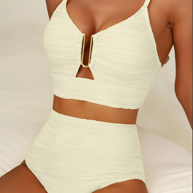 Damen Hochtailliertes Bikini-Set mit modischem Cut-Out R&B