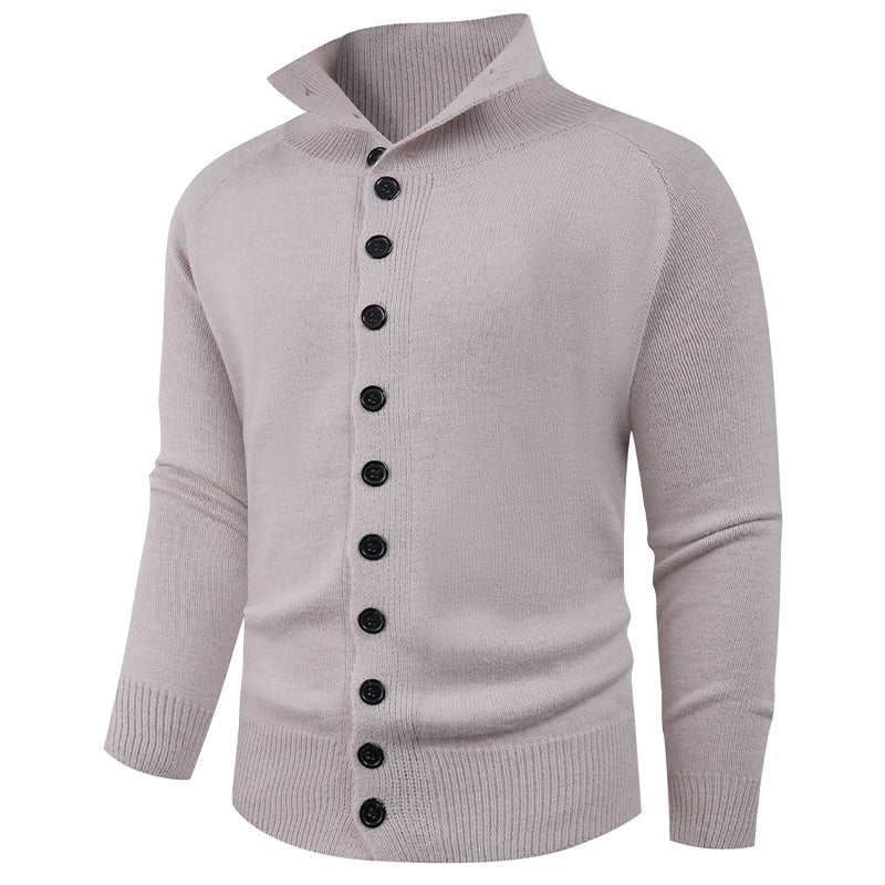 Herren Strickpullover mit hohem Kragen und Knopfverschluss R&B