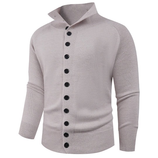 Herren Strickpullover mit hohem Kragen und Knopfverschluss R&B