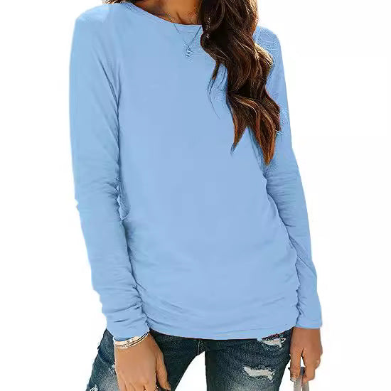 Damen Langarm-T-Shirt aus hochwertiger Baumwolle mit Rundhalsausschnitt R&B