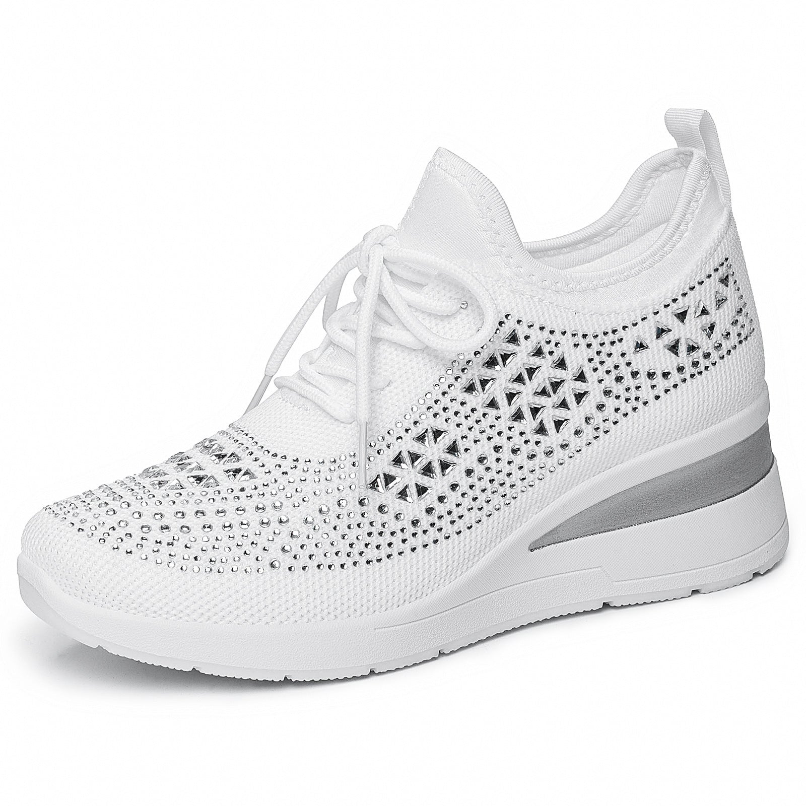 Damen Sportliche Sneakers mit Strass-Applikationen und atmungsaktivem Obermaterial