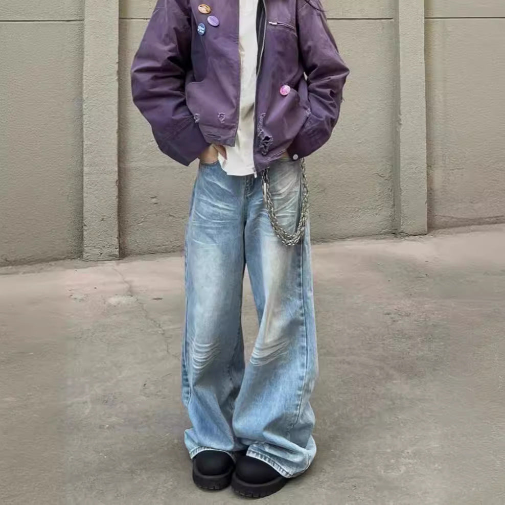 Damen Baggy-Jeans mit modischem Vintage-Look und lässigen Details R&B