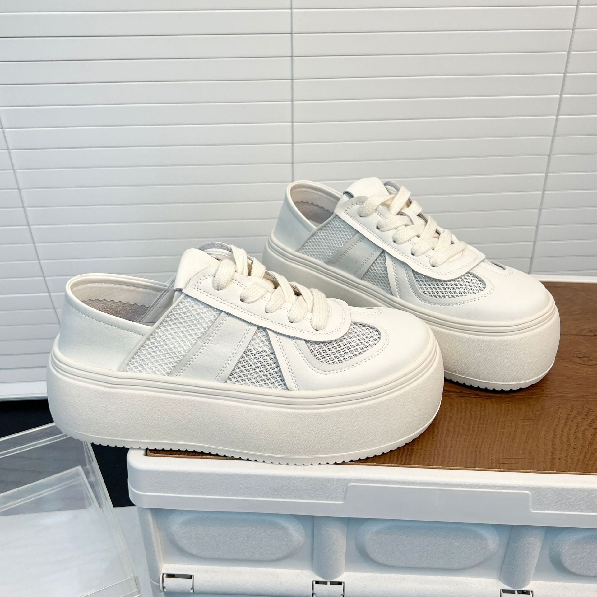 Damen Platform Sneakers mit atmungsaktiver Netzstruktur und komfortabler Sohle R&B