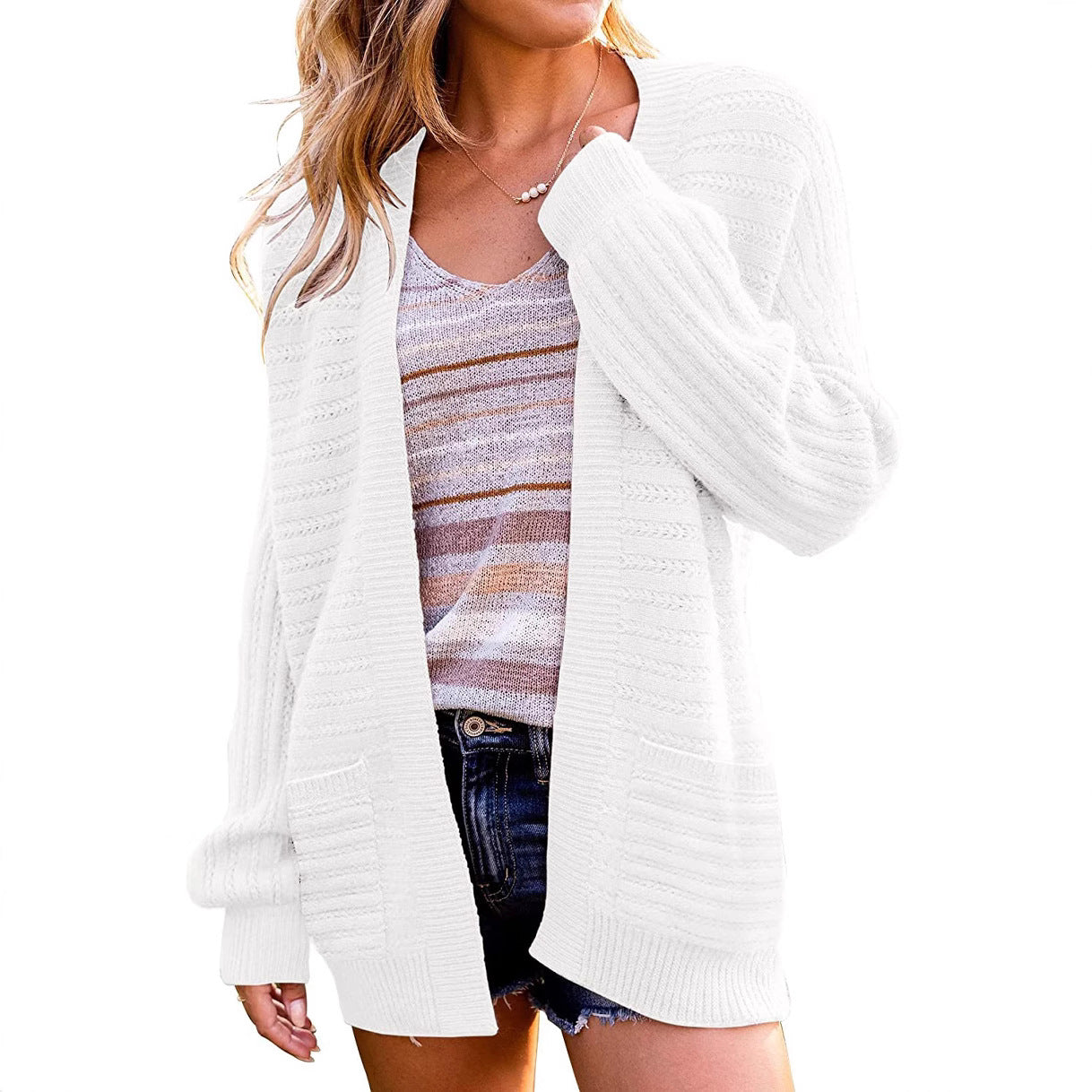 Damen gemütlicher Strickcardigan mit besonderen Details