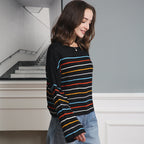 Damen Oversized Streifenpullover aus weichem Material mit weitem Schnitt