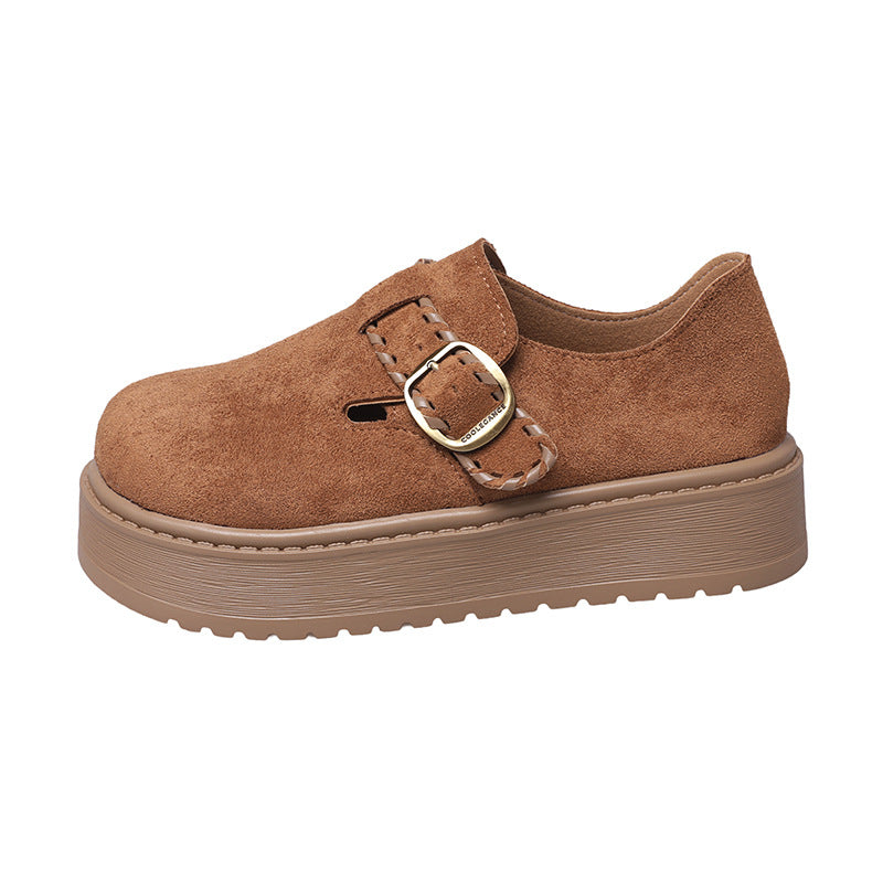 Damen Clogs mit modischem Schnallenverschluss und dickem Plateau-Heel R&B