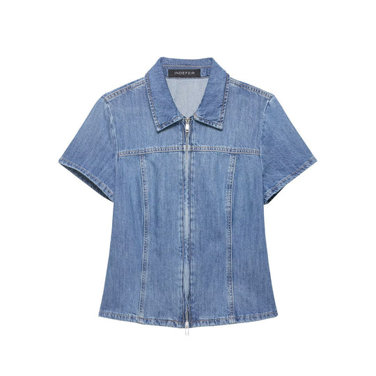Damen Jeansjacke mit kurzem Schnitt und praktischer Reißverschlussfunktion R&B
