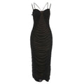 Damen Elegantes Maxikleid mit raffinierten Rüschendetails und feinen Spaghettiträgern R&B