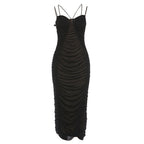 Damen Elegantes Maxikleid mit raffinierten Rüschendetails und feinen Spaghettiträgern R&B