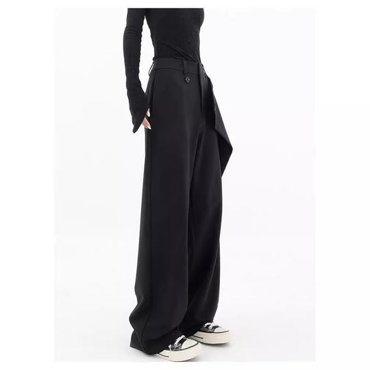 Damen elegante weit geschnittene Palazzo-Hose mit asymmetrischen Schnittdetails R&B