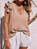 Damen Sommerbluse mit Versäuberung und modischen Rüschen R&B