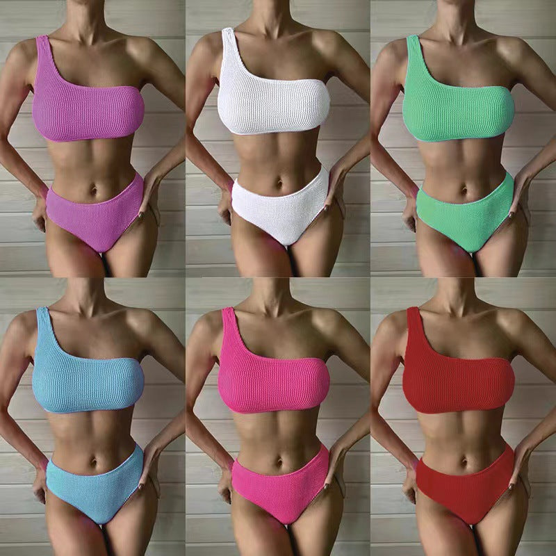 Damen asymmetrisches Bikini-Set mit strukturierter Oberfläche R&B