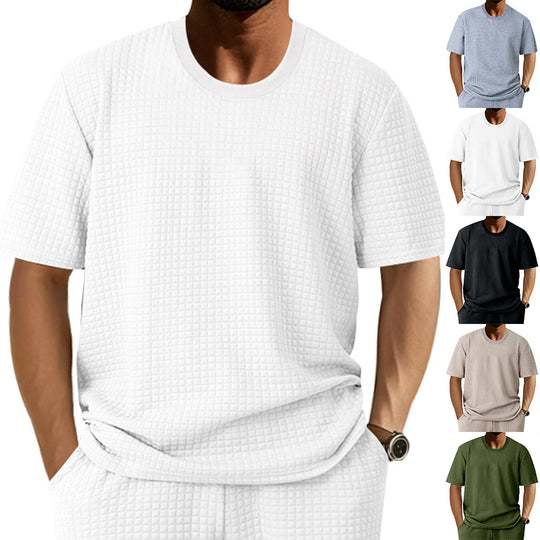 Herren lässiges Rundhals-T-Shirt mit strukturiertem Gewebe R&B