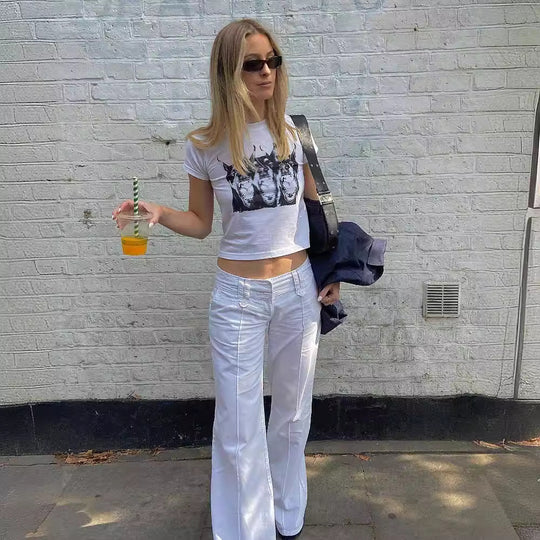 Damen Grafik T-Shirt mit kreativen Druck R&B