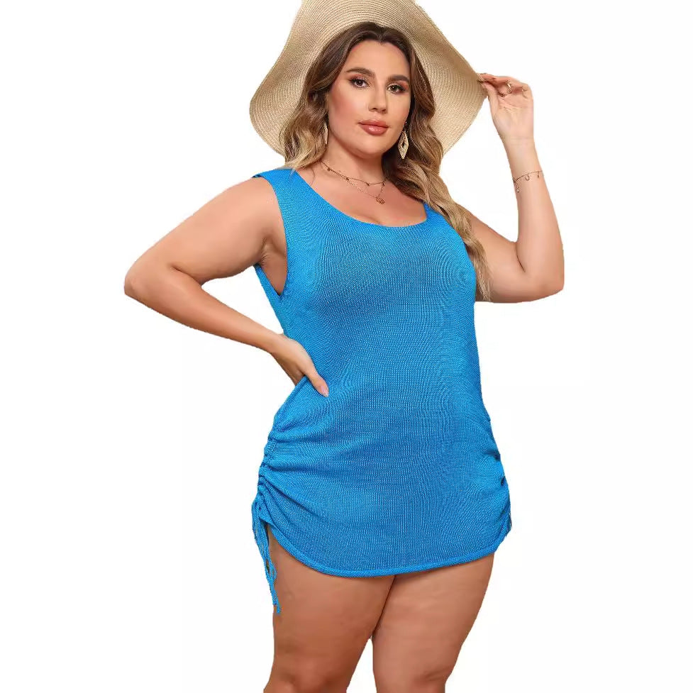 Damen ärmelloses Sommerkleid mit verstellbarem Kordelzug R&B