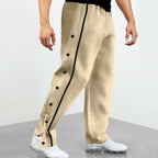 Herren nan seitliche Druckknopf-Trainingshose mit Kontraststreifen und weitem Schnitt R&B