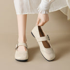 Damen Ballerinas mit verstellbarem Riemen und eleganter Schnalle