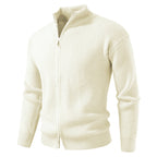 Herren Strickjacke mit hohem Kragen und innovativem Reißverschluss R&B