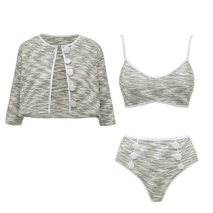 Damen Bikini-Set mit hochtailliertem Höschen und modischem Oberteil R&B