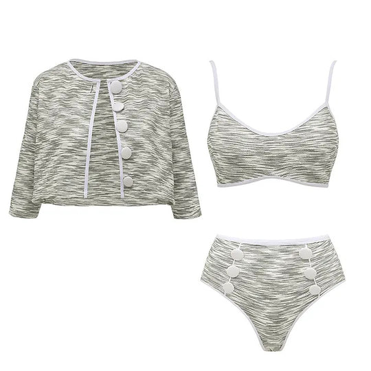 Damen Bikini-Set mit hochtailliertem Höschen und modischem Oberteil R&B
