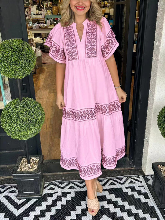 Damen Maxikleid mit eleganten Stickereien R&B