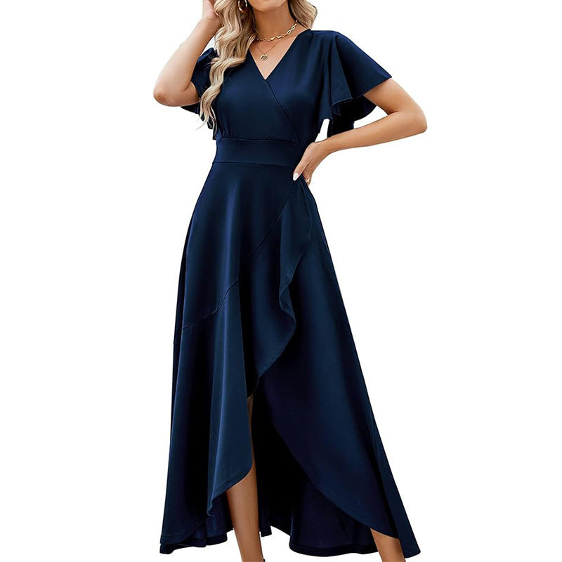 Damen Elegantes Maxikleid mit fließendem Rock und Rüschendetails R&B