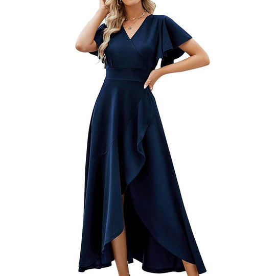 Damen Elegantes Maxikleid mit fließendem Rock und Rüschendetails R&B