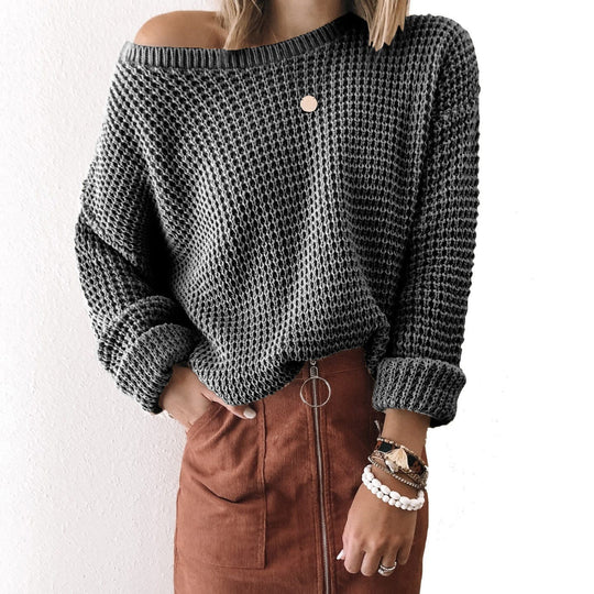 Damen lässiger Strickpullover im modernen Netzdesign R&B