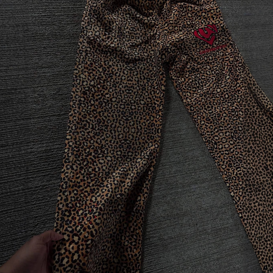 Damen Modische Freizeithose im Leopardenmuster mit lockerer Passform R&B