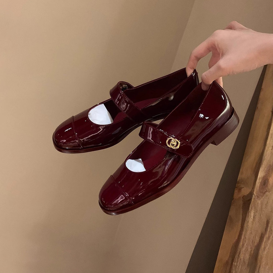 Damen Mary Jane Schuhe mit schicker Schnalle und glänzendem Finish R&B