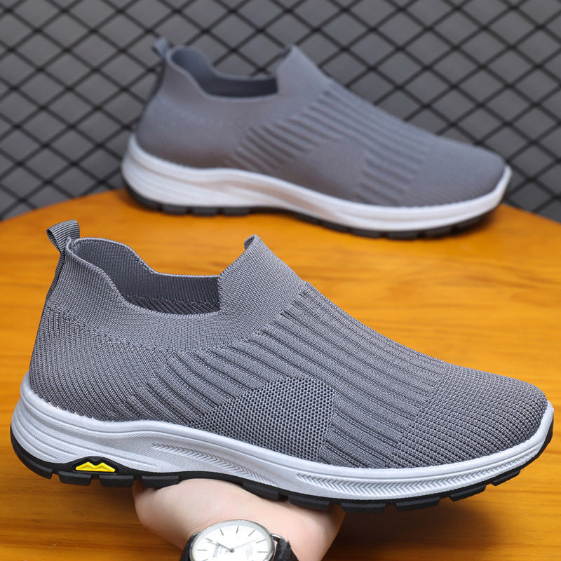 Damen Elastische Slip-On Sneakers mit atmungsaktiver Strickoberfläche und rutschfester Sohle R&B