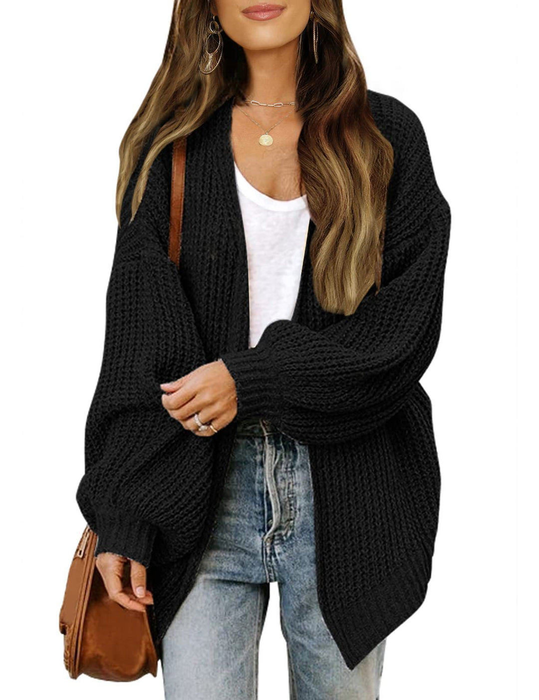 Damen lässige Strickjacke mit lockerer Passform R&B