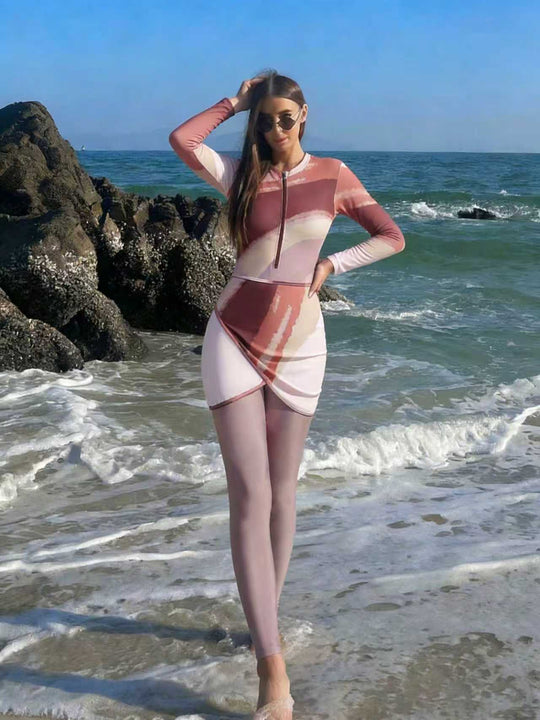 Damen Modischer Surfanzug mit Zip und elegantem Rock R&B