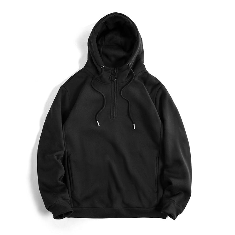 Damen Modischer Kapuzenpullover mit halbem Reißverschluss und weichem Innenfutter R&B