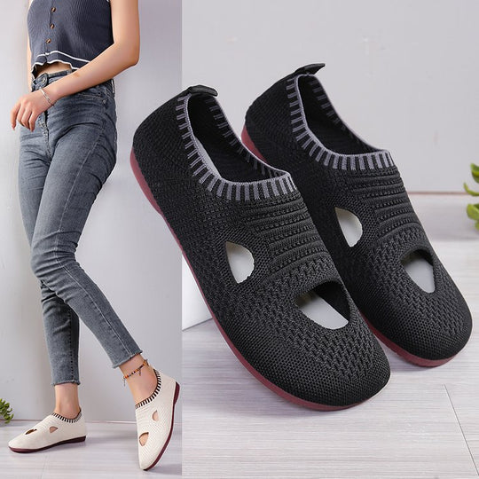 Damen atmungsaktive Laufchuhe mit flexiblem Strick-Obermaterial R&B