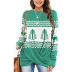 Damen Gemusterter Winterpullover mit Rundhalsausschnitt R&B