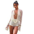 Damen Elegante und luftige Strandbekleidung mit transparenter Spitze R&B