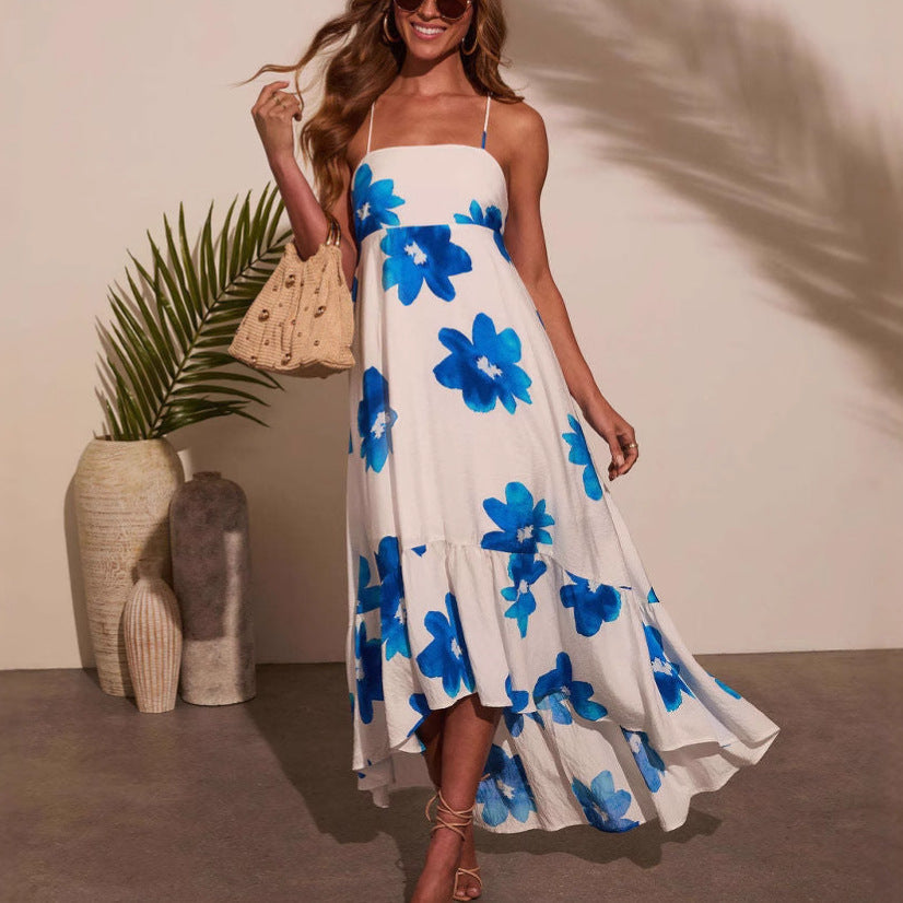 Damen Maxikleid mit elegantem Floral-Design und fließendem Rock R&B