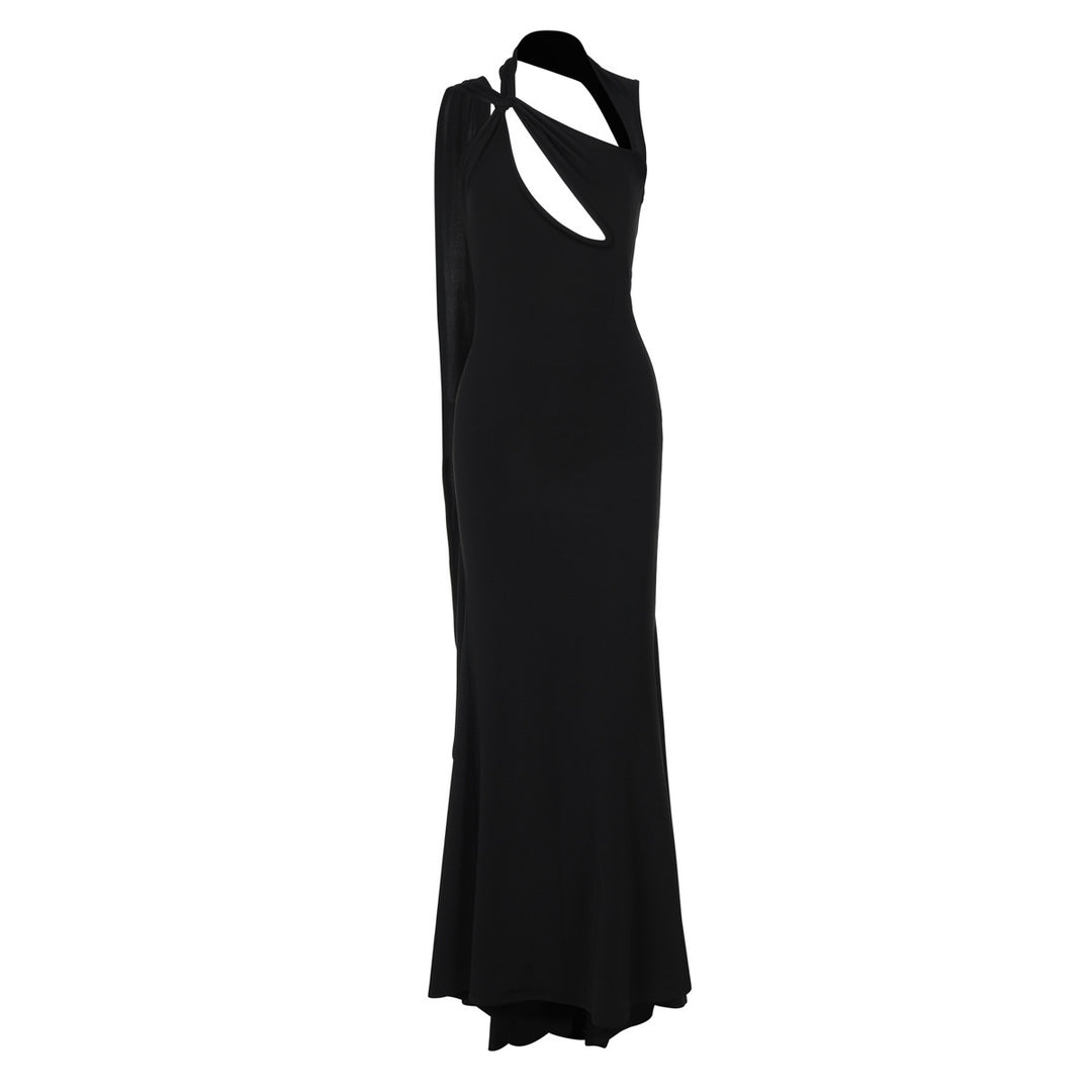 Damen Maxi-Kleid mit asymmetrischem Schnitt und raffiniertem Ausschnitt R&B