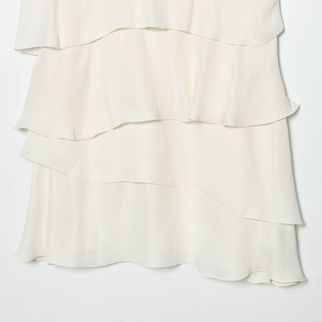 Damen Midi-Kleid mit schwingendem Volant und elegantem Bindegürtel R&B
