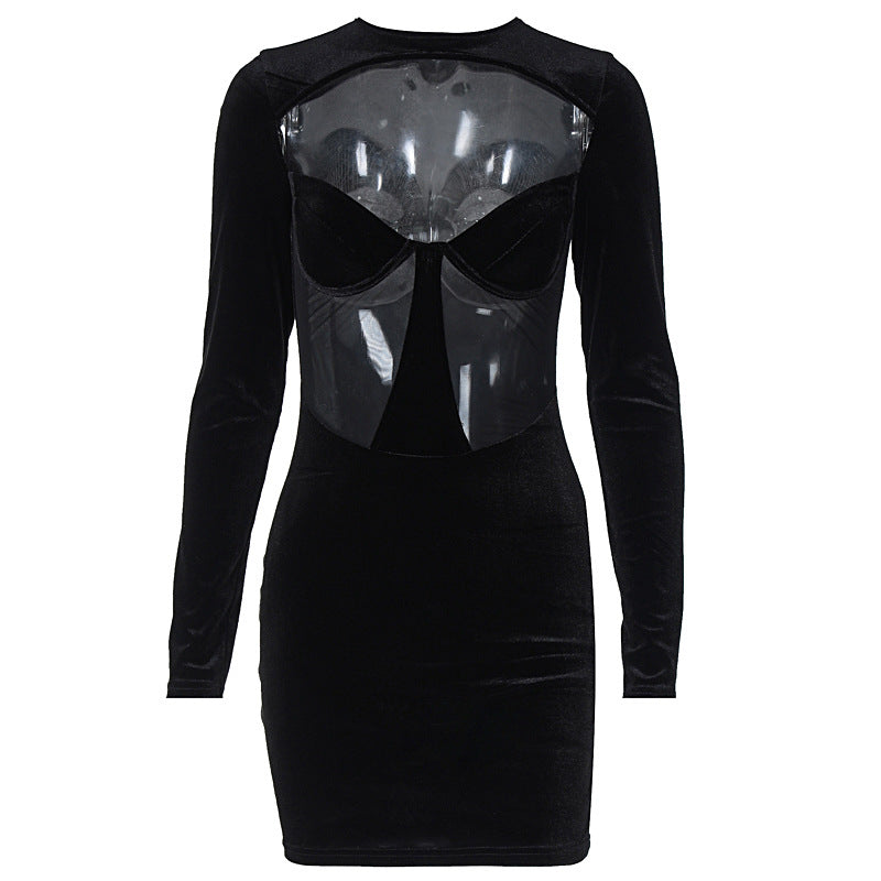 Damen Körperbetontes Kleid mit transparenten Einsätzen R&B