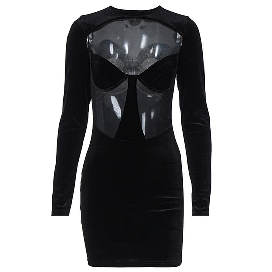 Damen Körperbetontes Kleid mit transparenten Einsätzen R&B