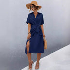 Damen Midikleid mit Wickeloptik R&B