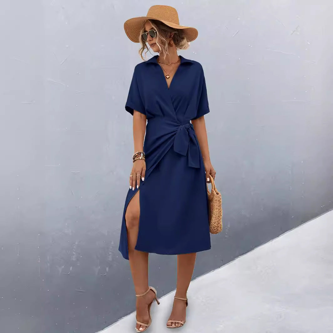 Damen Midikleid mit Wickeloptik R&B