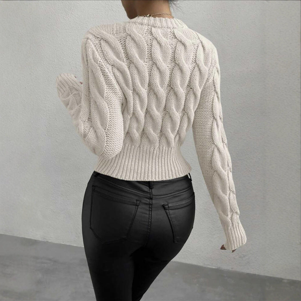Damen Grobstrick Pullover mit Zopfmuster R&B