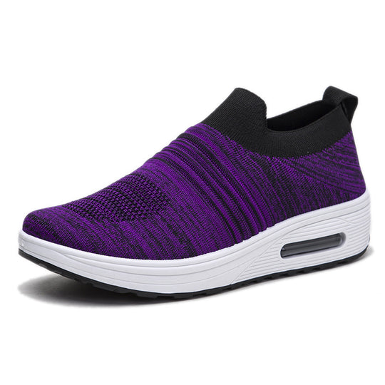Damen Komfortable Slip-On Sneakers mit atmungsaktiver Strickoberfläche und dämpfender Sohle R&B